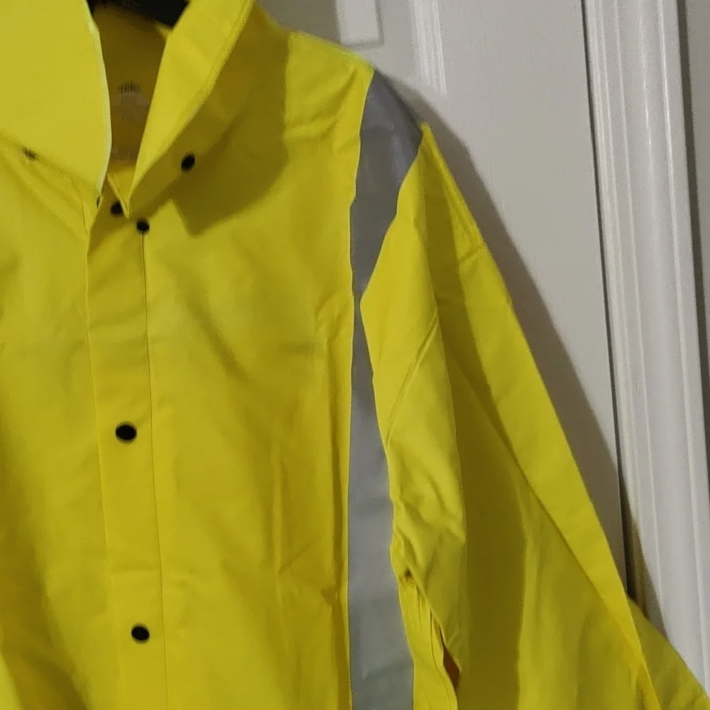 Yellow Raincoat with Reflective Stripes